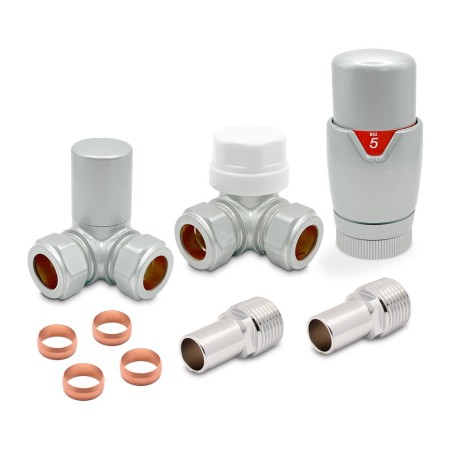 Silver Thermostatic Radiator Valves Corner