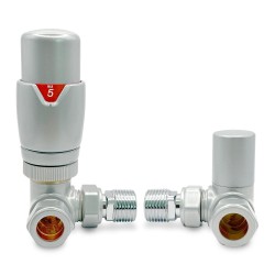 Silver Thermostatic Radiator Valves Corner