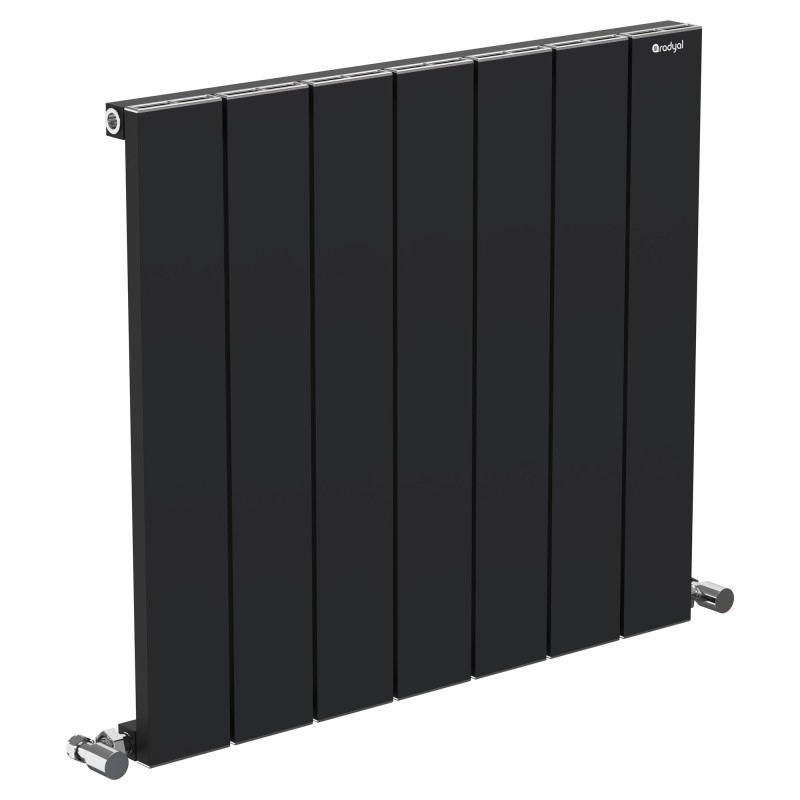 Radyal Tower Single Designer Black Aluminium Horizontal Radiator - 660 x 600mm Radyal Tower Single Designer Black Aluminium Horizontal Radiator - 660 x 600mm