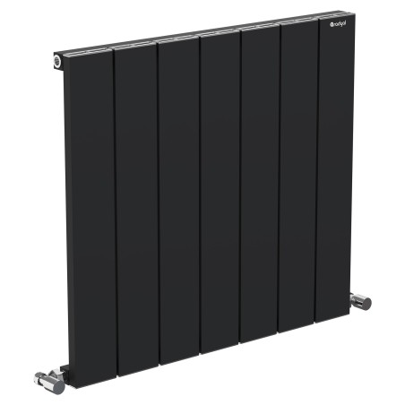 Radyal Tower Single Designer Black Aluminium Horizontal Radiator - 660 x 600mm