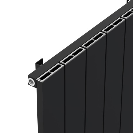 Radyal Tower Single Designer Black Aluminium Horizontal Radiator - 660 x 600mm