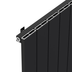 Radyal Tower Single Black Aluminium Radiator Close Up