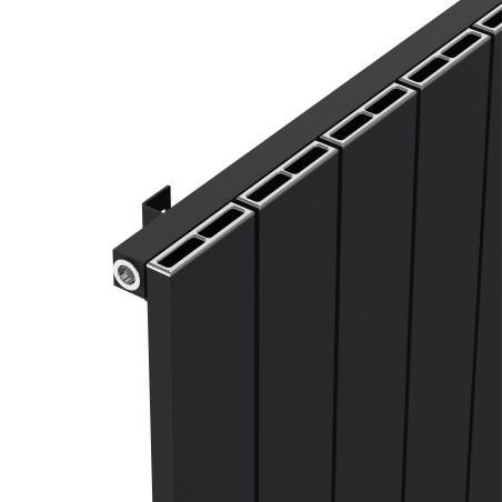 Radyal Tower Single Designer Black Aluminium Horizontal Radiator - 850 x 600mm