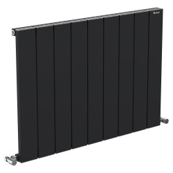 Radyal Tower Single Designer Black Aluminium Horizontal Radiator - 855 x 600mm