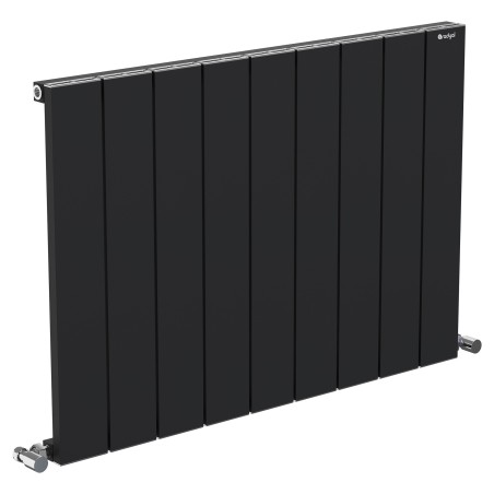 Radyal Tower Single Designer Black Aluminium Horizontal Radiator - 850 x 600mm