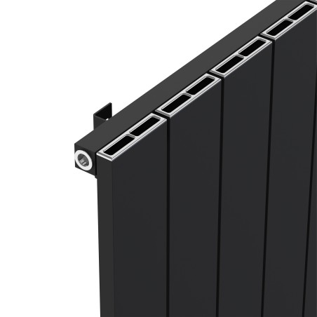 Radyal Tower Single Designer Black Aluminium Horizontal Radiator - 1040 x 600mm