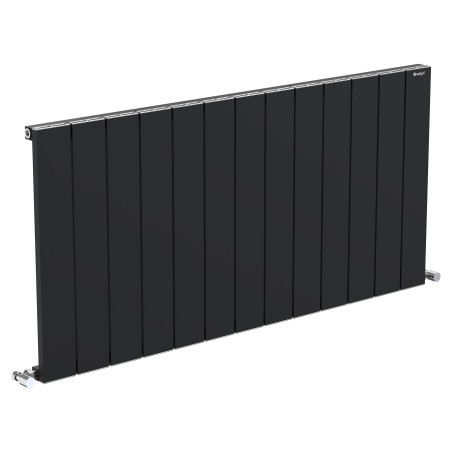 Radyal Tower Single Designer Black Aluminium Horizontal Radiator - 1230 x 600mm