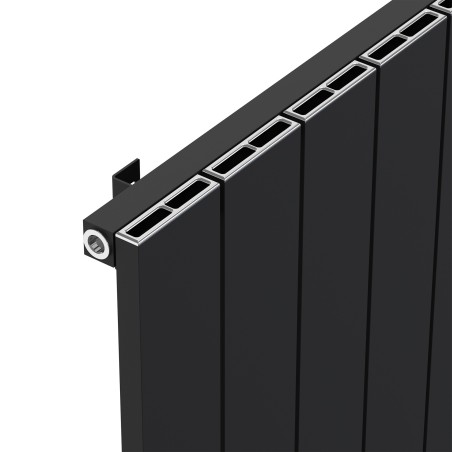 Radyal Tower Single Designer Black Aluminium Horizontal Radiator - 1230 x 600mm