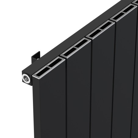 Radyal Tower Single Designer Black Aluminium Horizontal Radiator - 1420 x 600mm
