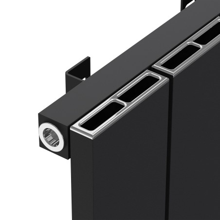 Radyal Tower Single Designer Black Aluminium Vertical Radiator - 375 x 1800mm