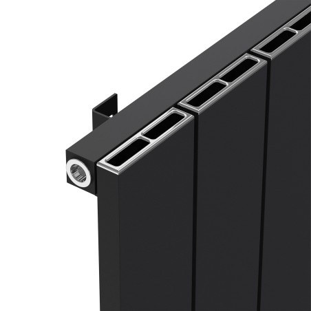 Radyal Tower Single Designer Black Aluminium Vertical Radiator - 565 x 1800mm