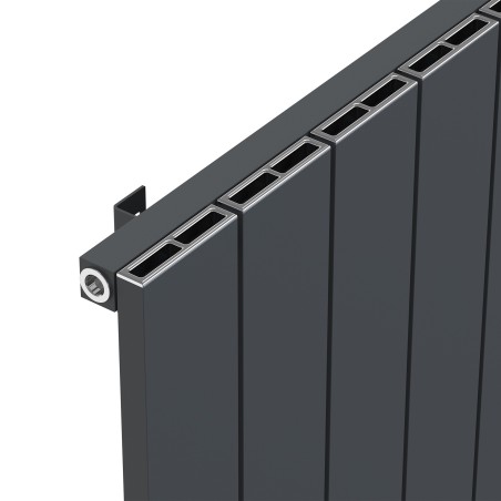 Radyal Tower Single Designer Anthracite Aluminium Horizontal Radiator - 1420 x 600mm