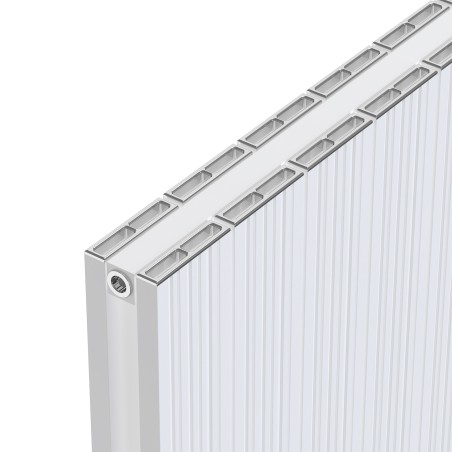Radyal Tower Bold Double Designer White Aluminium Horizontal Radiator - 660 x 600mm