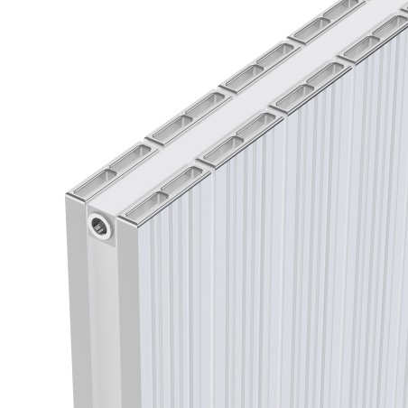 Radyal Tower Bold Double Designer White Aluminium Horizontal Radiator - 1230 x 600mm