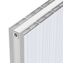 Radyal Tower Bold Double White Aluminium Radiator Close Up