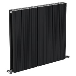 Radyal Tower Bold Double Designer Black Aluminium Horizontal Radiator - 660 x 600mm