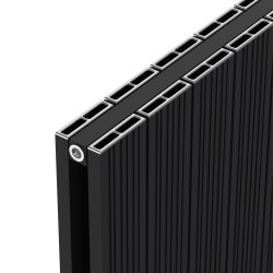 Radyal Tower Bold Double Black Aluminium Radiator Close Up