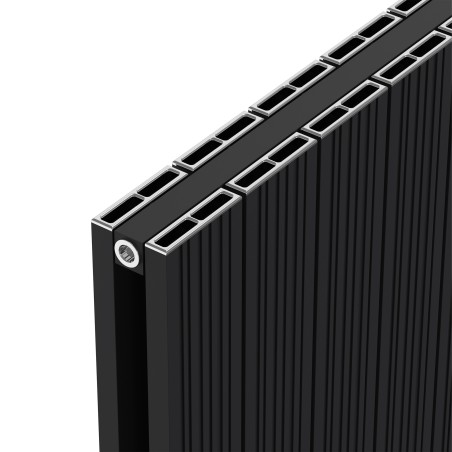 Radyal Tower Bold Double Designer Black Aluminium Horizontal Radiator - 660 x 600mm