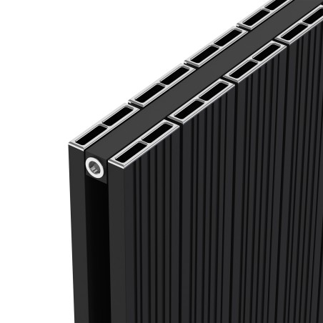 Radyal Tower Bold Double Designer Black Aluminium Horizontal Radiator - 1040 x 600mm
