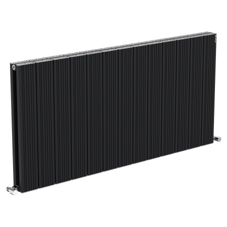 Radyal Tower Bold Double Designer Black Aluminium Horizontal Radiator - 1230 x 600mm