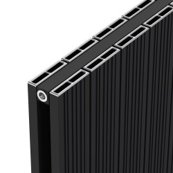 Radyal Tower Bold Double Black Aluminium Radiator Close Up