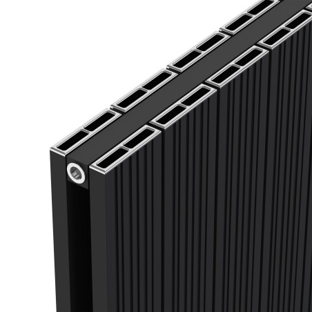 Radyal Tower Bold Double Designer Black Aluminium Horizontal Radiator - 1230 x 600mm