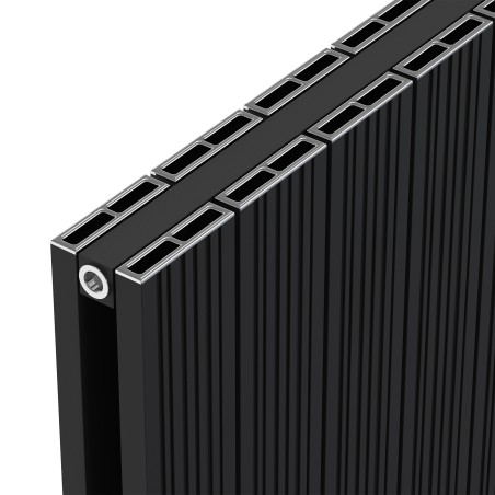 Radyal Tower Bold Double Designer Black Aluminium Horizontal Radiator - 1420 x 600mm