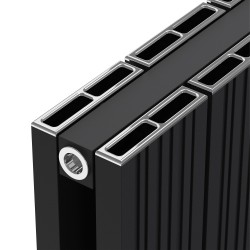 Radyal Tower Bold Double Black Aluminium Radiator Close Up