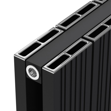 Radyal Tower Bold Double Designer Black Aluminium Vertical Radiator - 375 x 1800mm