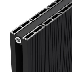 Radyal Tower Bold Double Black Aluminium Radiator Close Up