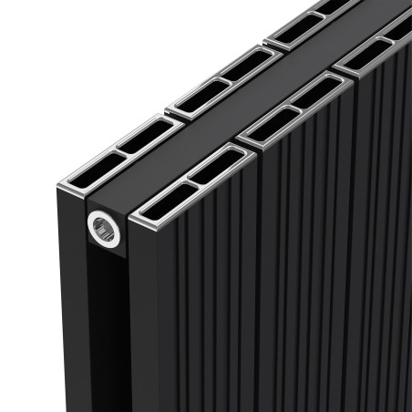 Radyal Tower Bold Double Designer Black Aluminium Vertical Radiator - 565 x 1800mm