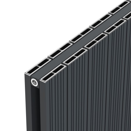 Radyal Tower Bold Double Designer Anthracite Aluminium Horizontal Radiator - 660 x 600mm
