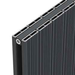 Radyal Tower Bold Double Anthracite Aluminium Radiator Close Up