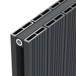 Radyal Tower Bold Double Anthracite Aluminium Radiator Close Up