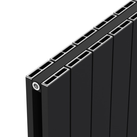 Radyal Tower Double Designer Black Aluminium Horizontal Radiator - 660 x 600mm