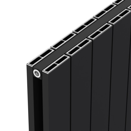 Radyal Tower Double Designer Black Aluminium Horizontal Radiator - 850 x 600mm