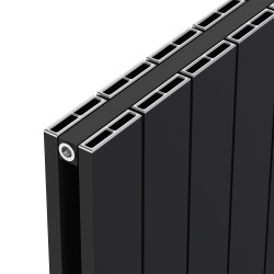 Radyal Tower Double Black Aluminium Radiator Close Up