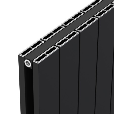 Radyal Tower Double Designer Black Aluminium Horizontal Radiator - 1230 x 600mm