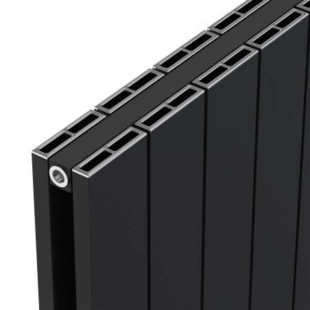 Radyal Tower Double Designer Black Aluminium Horizontal Radiator - 1420 x 600mm