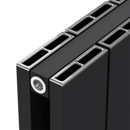 Radyal Tower Double Designer Black Aluminium Vertical Radiator - 380 x 1800mm