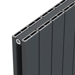 Radyal Tower Double Anthracite Aluminium Radiator Close Up