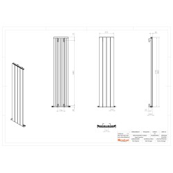 Radyal Tower Single Designer White Aluminium Vertical Radiator - 375 x 1800mm