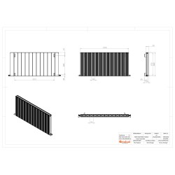 Radyal Tower Bold Double Designer Black Aluminium Horizontal Radiator - 1230 x 600mm