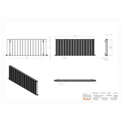 Radyal Tower Bold Double Designer Black Aluminium Horizontal Radiator - 1420 x 600mm