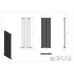 Radyal Tower Bold Double Designer Black Aluminium Vertical Radiator - 565 x 1800mm