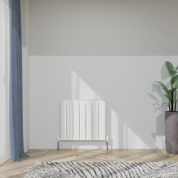 Radyal Tower Single Designer White Aluminium Horizontal Radiator - 660 x 600mm