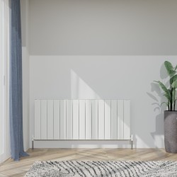 Radyal Tower Single Designer White Aluminium Horizontal Radiator - 1420 x 600mm