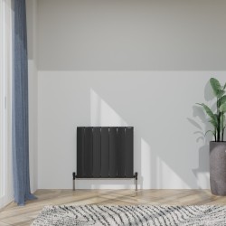Radyal Tower Single Designer Black Aluminium Horizontal Radiator - 660 x 600mm