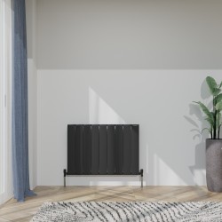 Radyal Tower Single Designer Black Aluminium Horizontal Radiator - 850 x 600mm