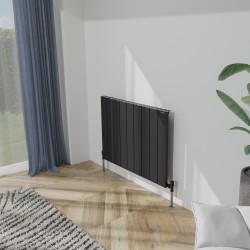 Radyal Tower Single Designer Black Aluminium Horizontal Radiator - 850 x 600mm